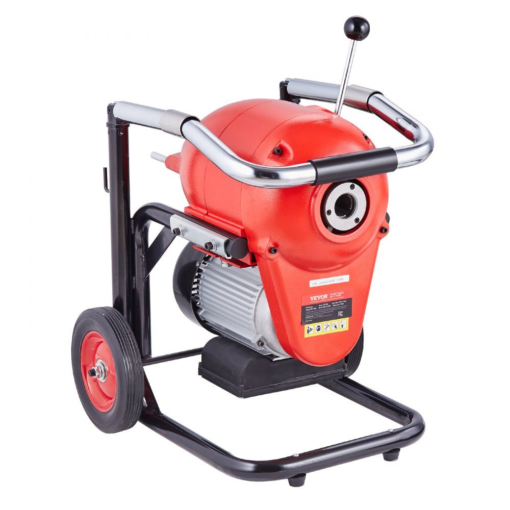 Pipe Cleaning Machine 120ft x 6/5in, 1100W Manual Feed Electric Pipe Cleaning Machine - with 6 Cutters and CW/CCW Control for 4" to 8" Pipes