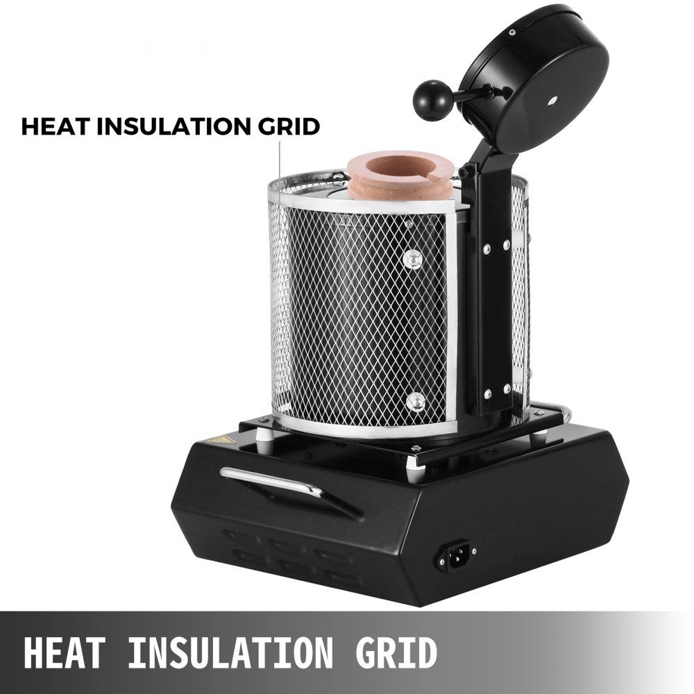 Gold Melting Furnace 1350W 1150℃ Maximum Temperature Digital Electric Melting Furnace 3kg Ceramic Crucible for Casting and Refining Precious Metals Processing Gold Silver Aluminum