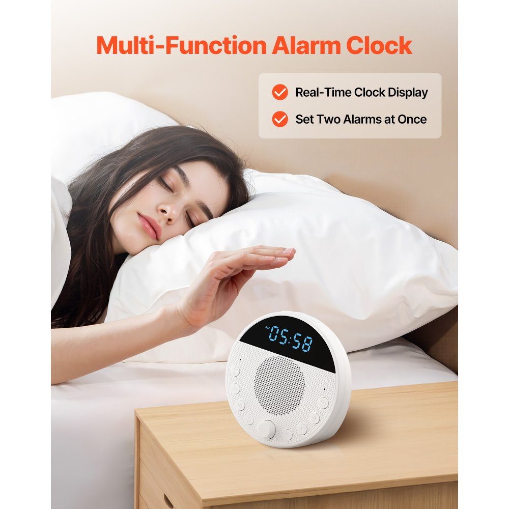Sleep Aid, White Noise Device, 18 Music Tracks and 7 Color Night Light, 5 in 1 White Noise Device, 2 Alarms, Auto Shut Off and Memory Function, Sound Device