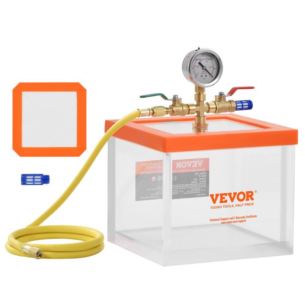 7.57L Vacuum Chamber, Improved Multi-Purpose Acrylic Vacuum Degassing Chamber, Transparent Vacuum Chamber, for Resin Degassing, Silica Gel Degassing, Gypsum Degassing and Vacuum Extraction