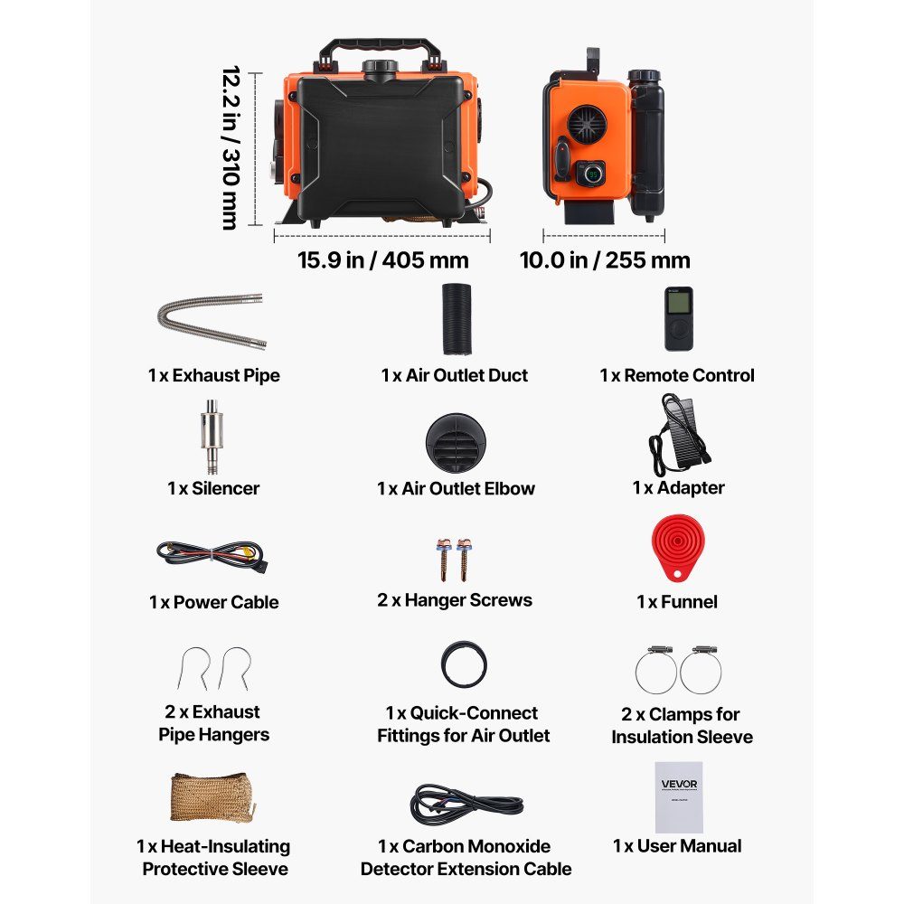 Diesel Heater Air Heater 5-8KW DC 12V/24V Portable Parking Heater (All in One) with Remote Control and LCD Screen Low Noise 4.5L Fuel Tank for Truck RV