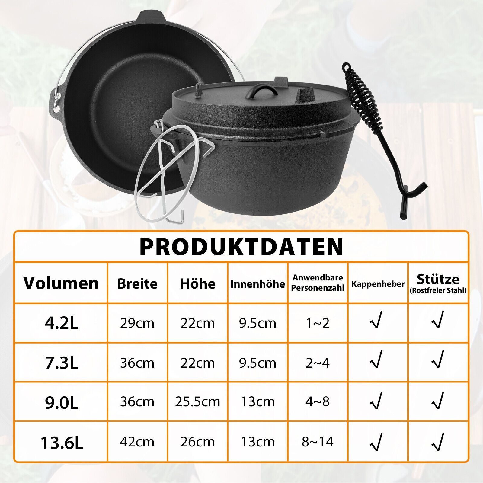 Startset BBQ Dutch Oven voeten ca. 9 liter