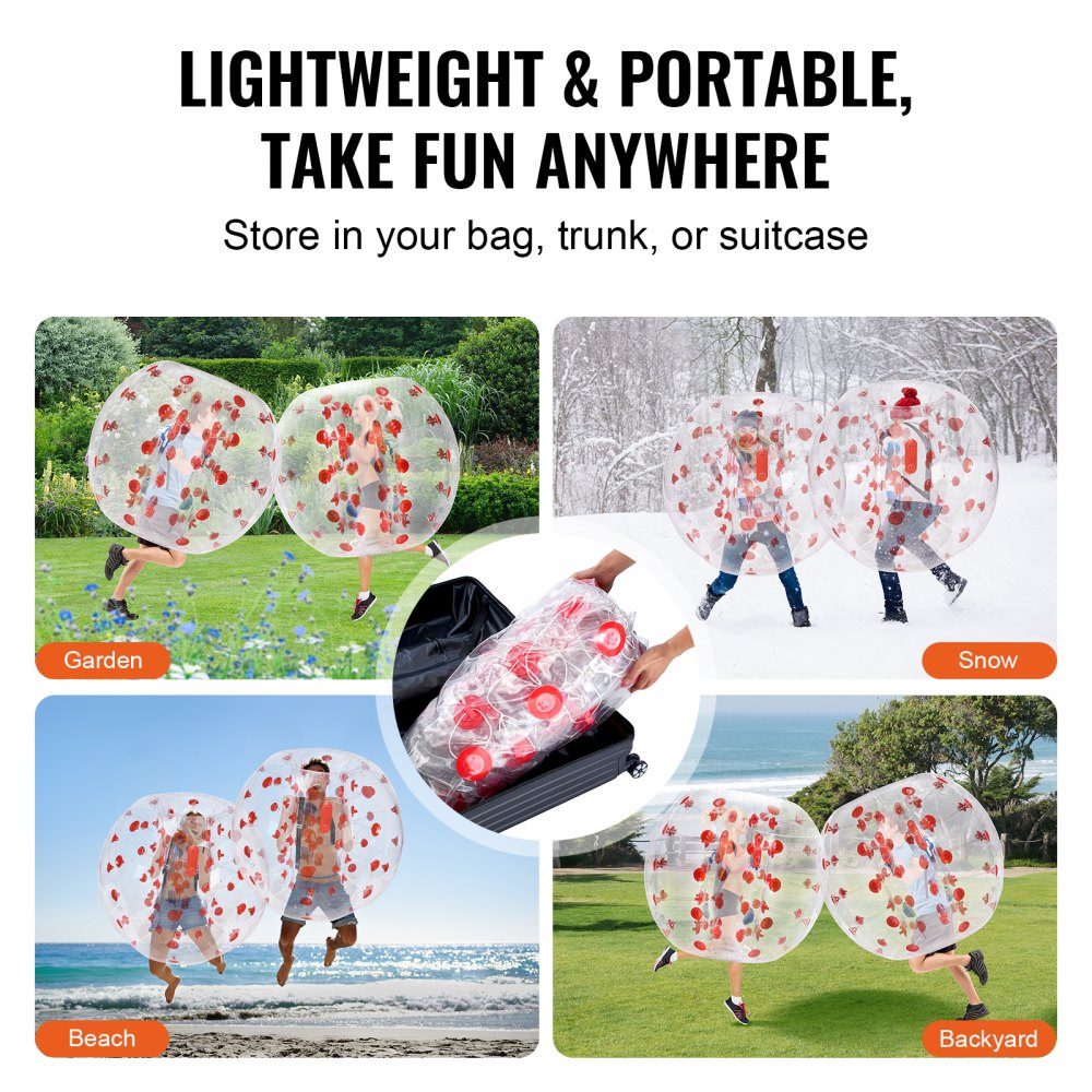Aufblasbarer Bump-Ball, Bumper-Ball, 1 Stück, 1,2 m x 1,03 m, menschlicher Kollisionsball, PVC-Körper-Blasen-Bounce-Ball für Outdoor-Aktivitäten, transparent + rote Punkte, aufblasbarer Bumper-Ball