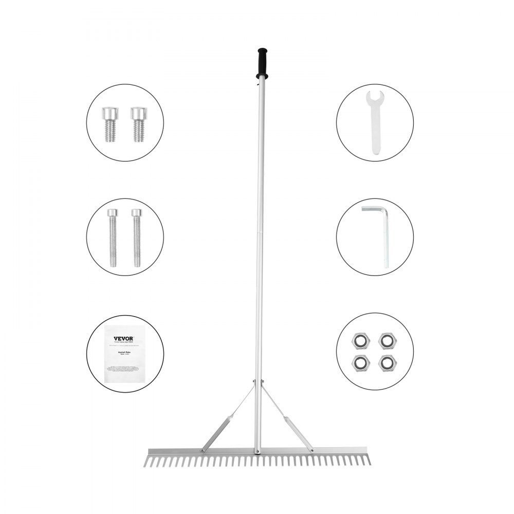 Landscape Rake 36" Head Aluminum Landscape Rake 75" Adjustable Handle