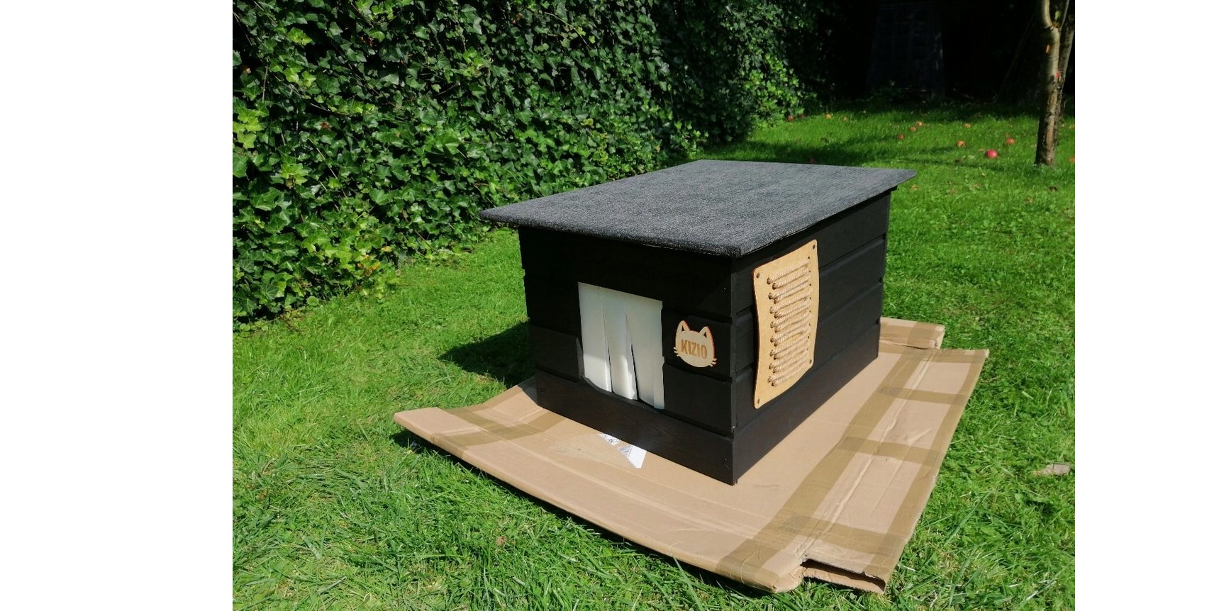 Handmade kit cat house weatherproof with name plate