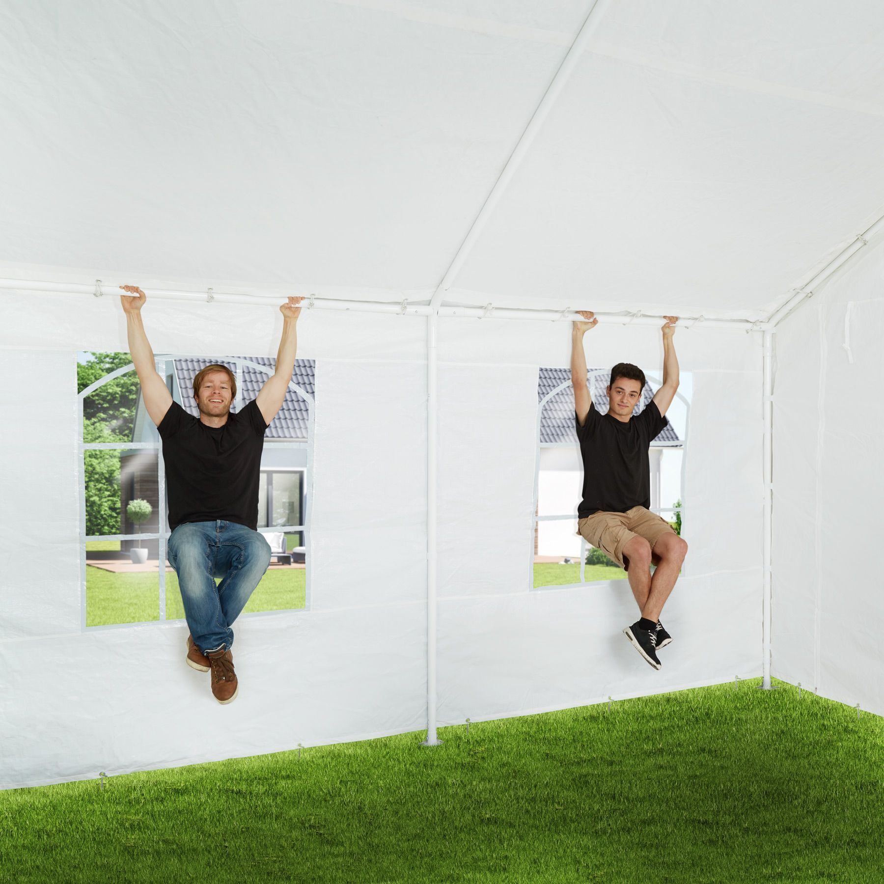 Pavillon 6x4m wasserdichtes Partyzelt Gartenparty Camping Festivalzelt + Seitenteile