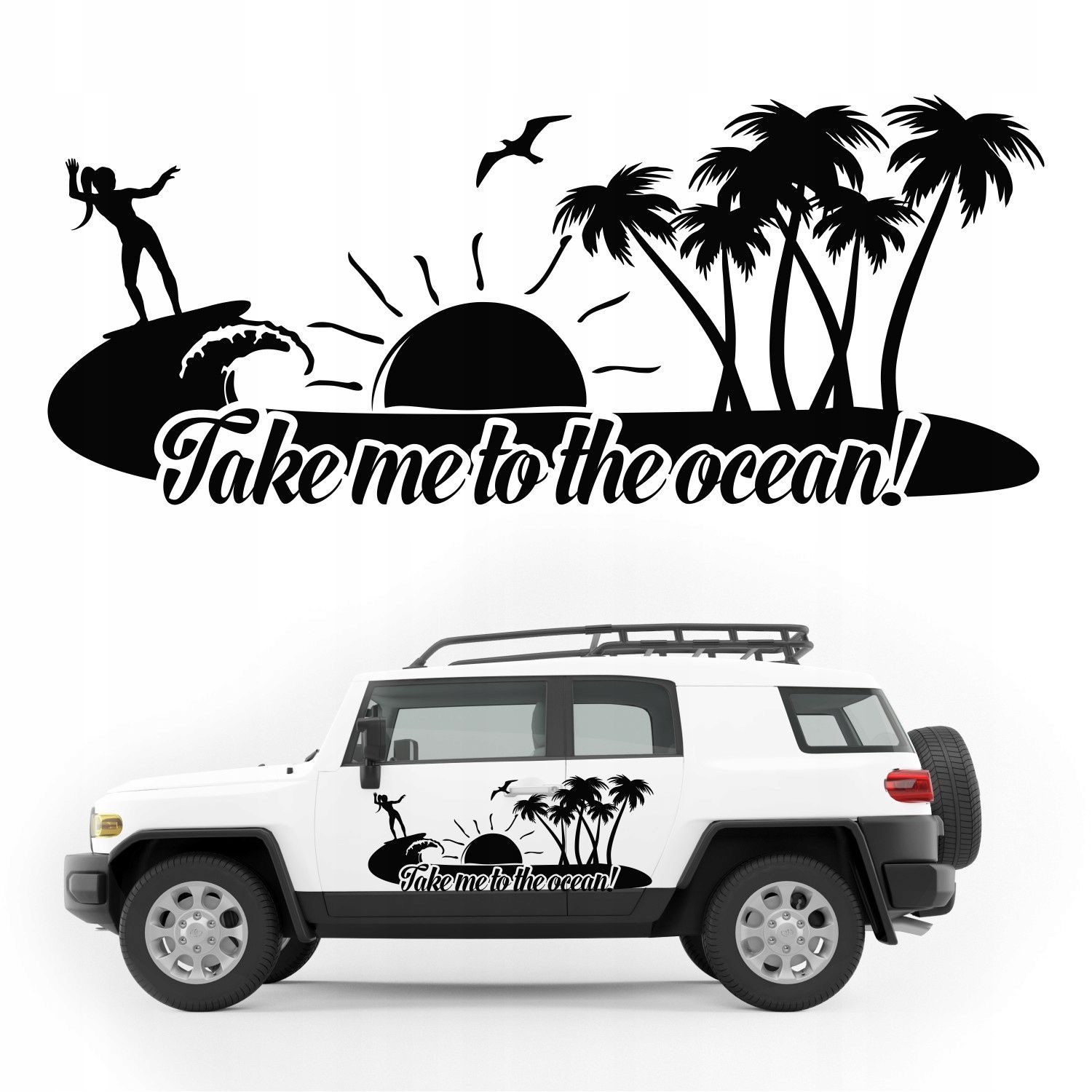 Sticker voor camper, caravan, auto - bergen (120x50 cm) motief 7