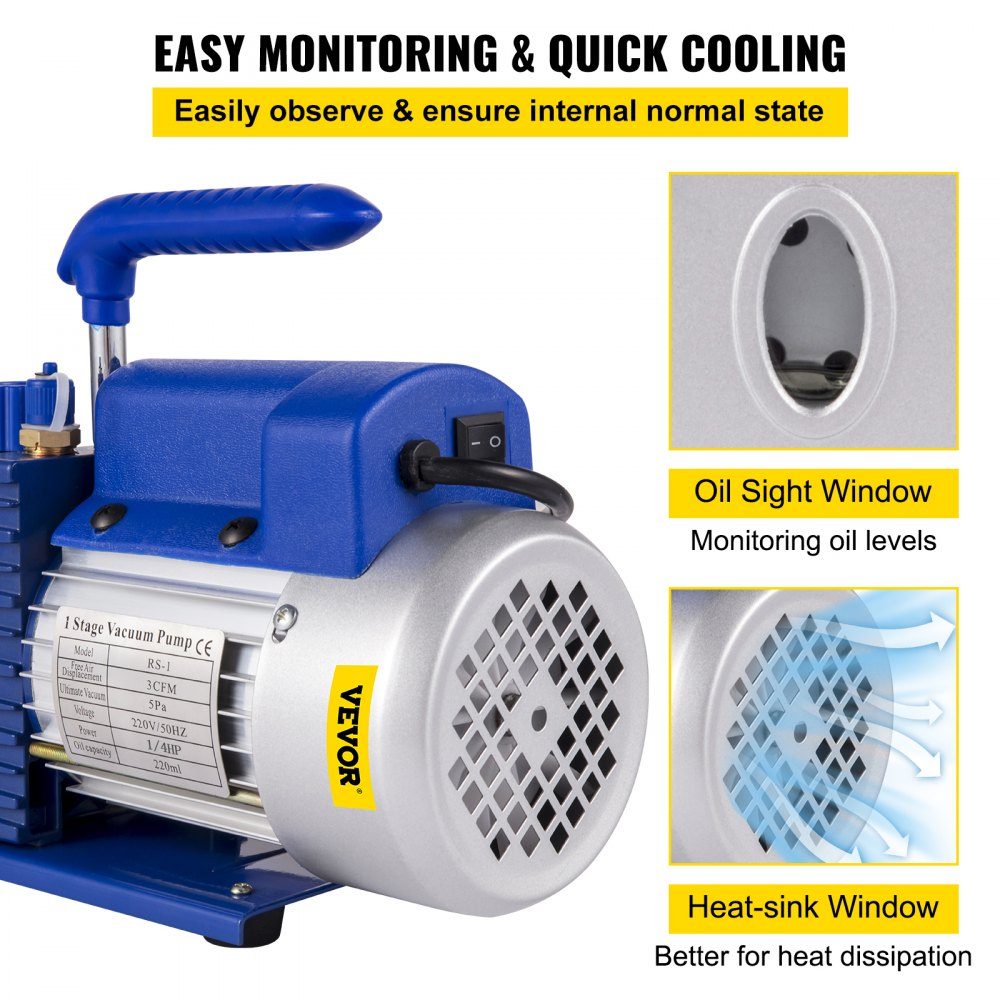 3CFM Vakuumpumpe, 1/4HP Vakuumpumpe, 220 V Vakuumpumpe, Vakuumgerätepumpe, 50HZ Vakuumpumpe, Vakuumgerätepumpe