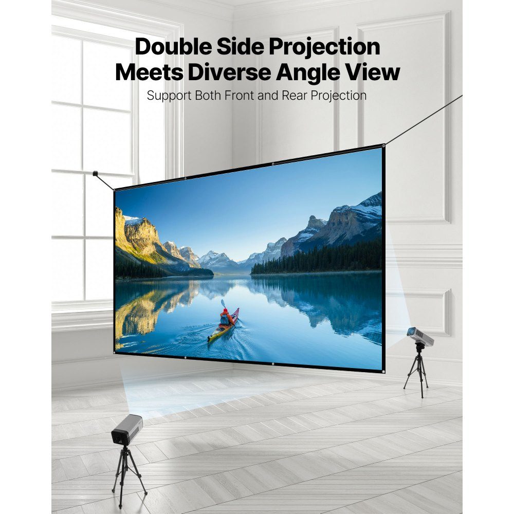 Manual Projection Screen 120" 16:9 4K 1080 HD Wall Mounted Projection Screen with 8 Hooks and Double Sided Tapes Movie Projection for Home Theater