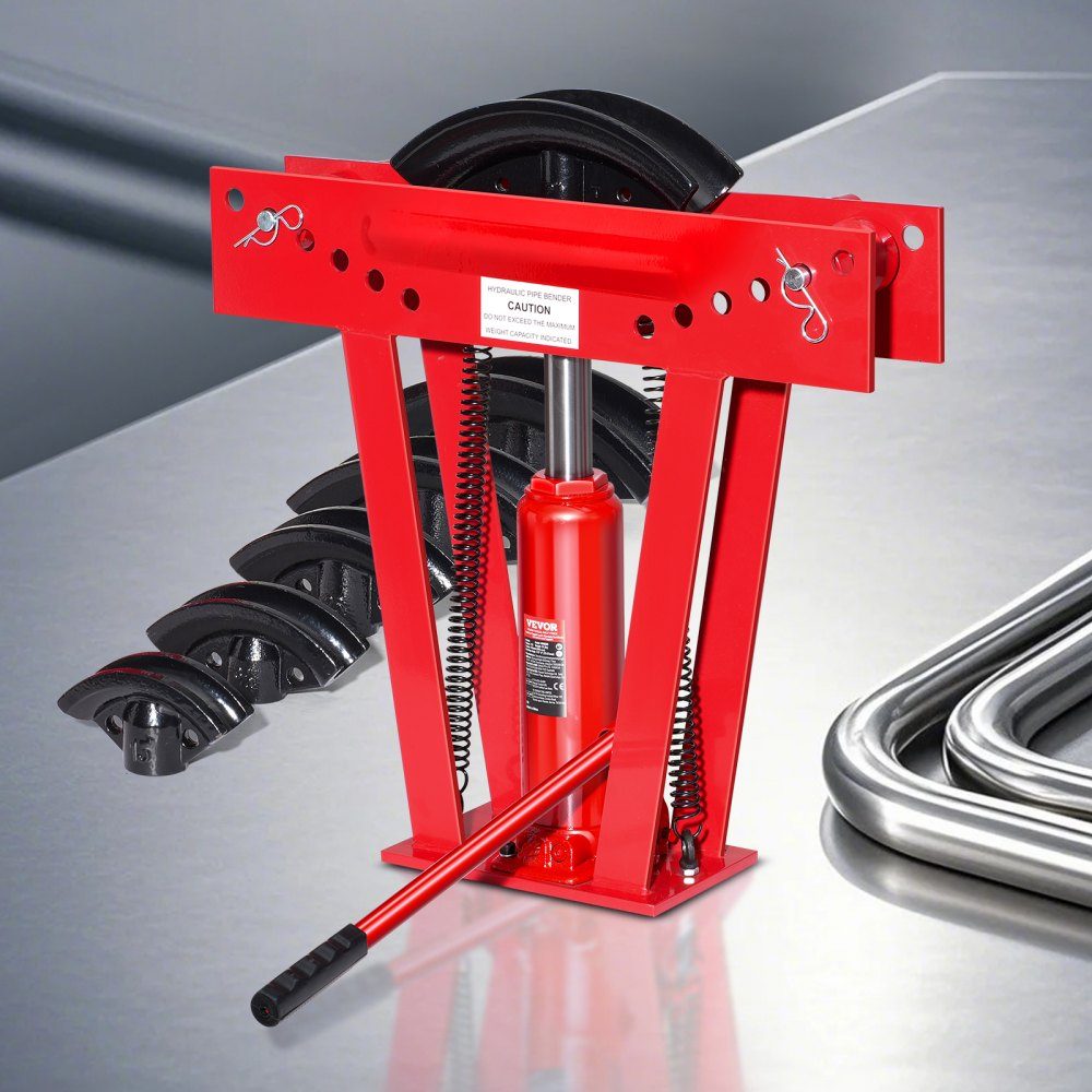Hydraulische pijpenbuiger, 12 ton pijpenbuiger met 6 matrijzen (1/2, 3/4, 1, 1-1/4, 1-1/2, 2 inch), 90-180° pijpenbuiger met verstelbare rollen voor het buigen van diverse metaalsoorten