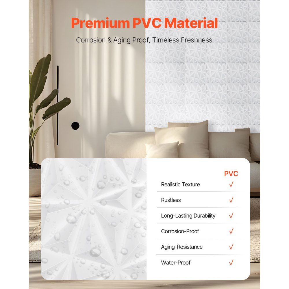 3D-wandpanelen set van 33 30x30cm PVC moderne minimalistische wandpanelen 2,97m² wanddecoratie interieurdecoratie voor plafond slaapkamer woonkamer speelkamer mat wit