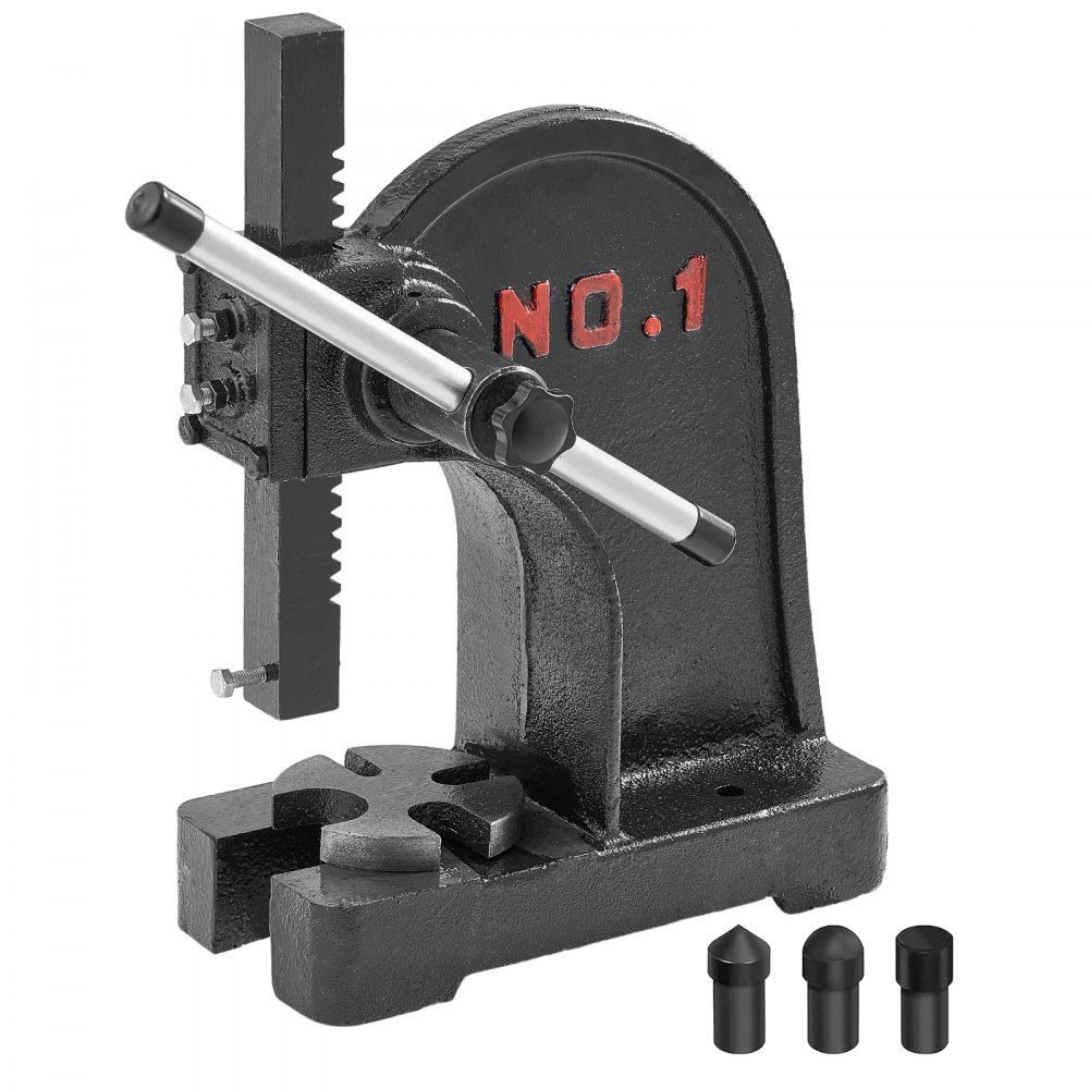 Mandrel Press, 1 Ton Hand Lever Press, Manual Mandrel Press Precision Hand Press, 150mm Maximum Height, Desktop Manual Cast Iron Punch Press for Punching, Bending, Stretching, Forming