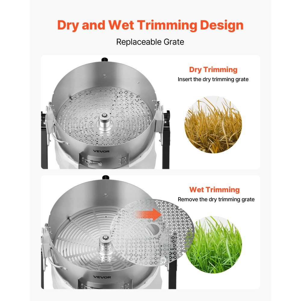 Harvester, 2 in 1 Manual and Electric, 370mm Bud Cutter with Stainless Steel Blades, Wet Dry Hydroponic Cutting Machine with Drying Rack, for Plant Buds and Flowers