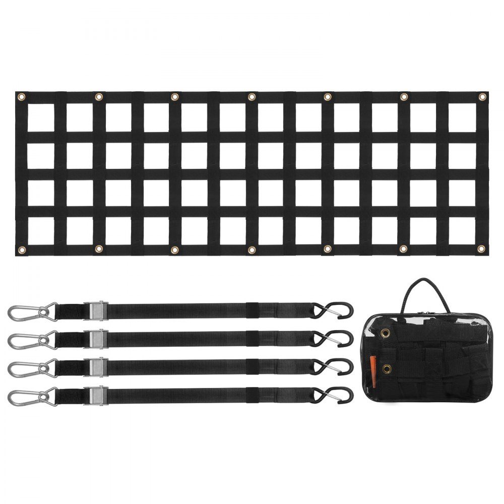 Tailgate Net 1525x470mm Truck Bed Net with 4 Adjustable Telescopic Straps Extendable and Durable Flexible Adjustment Cargo Net Suitable for Pickup Trailer Truck Jeep SUV