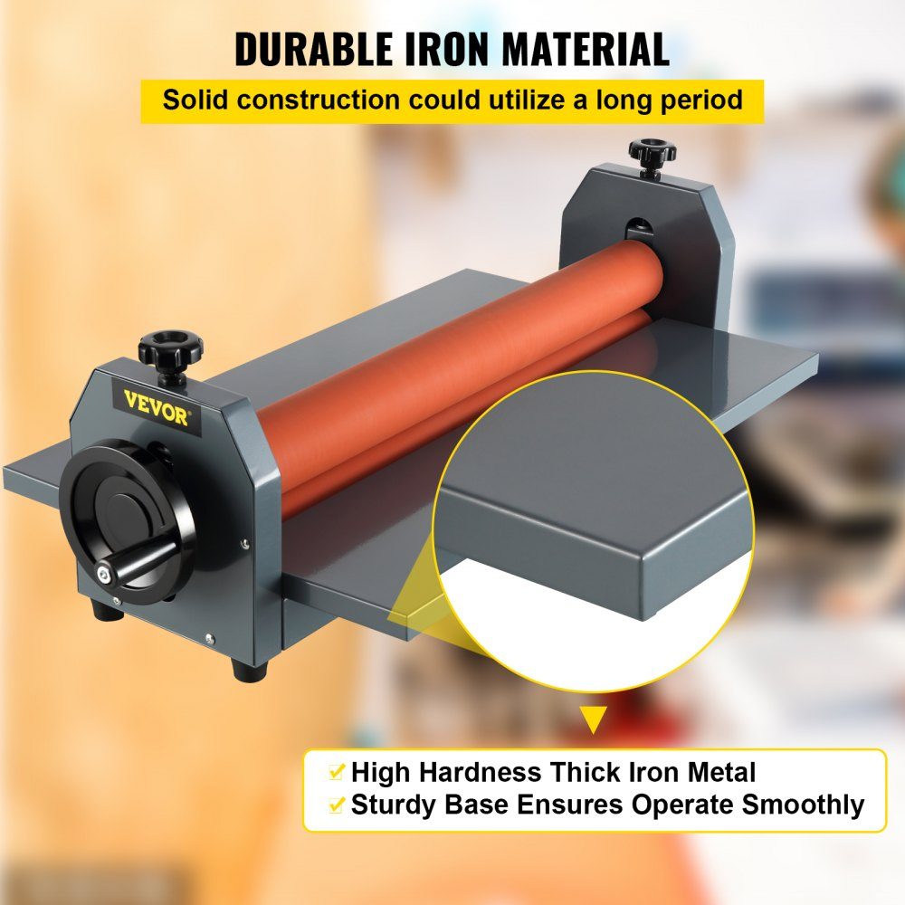 Cold laminator 1000mm manual folding photo film roll laminator made of thick iron metal with soft rubber rollers, four non-slip adjustable rubber feet for photo and advertising copy shops