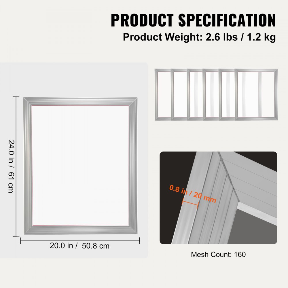 Zeefdrukkit, 2 stuks aluminium zeefdrukframes, 508x609,6 mm zeefdrukframe met 160 mesh, hoge spanning nylon gaas en afdichtingstape voor T-shirts, doe-het-zelf afdrukken enz. Zeefdrukkit, 2 stuks aluminium zeefdrukframes, 508x609,6 mm zeefdrukframe met 160 mesh, hoge spanning nylon gaas en afdichtingstape voor T-shirts, doe-het-zelf afdrukken enz.