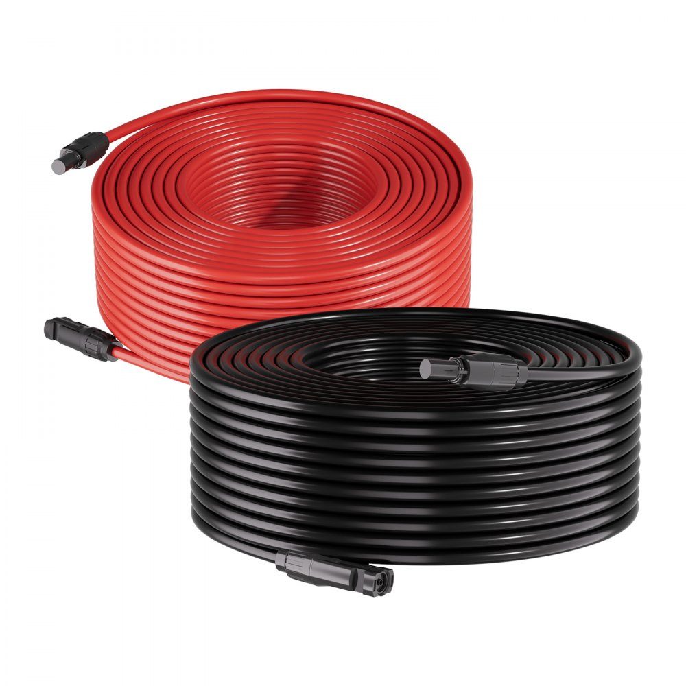 Rallonge de câble solaire 19,9 m noir et 19,9 m rouge 10 AWG Câble d'extension solaire avec connecteurs MC4, câble en cuivre étamé étanche IP67, câble solaire pour systèmes photovoltaïques