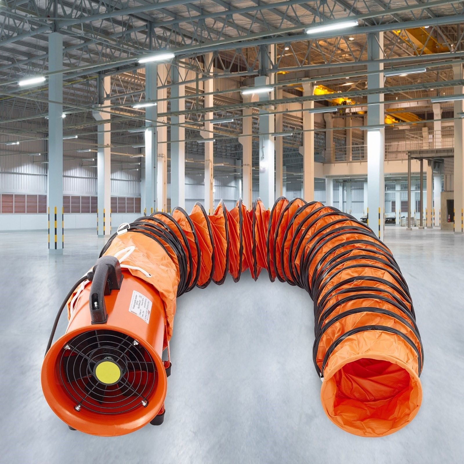 Bouwventilator 230W axiaalventilator 2800 rpm axiaalventilator windmachine met 10 meter PVC-slang 1500 m3/u luchtstroom industriële ventilator koelen en drogen