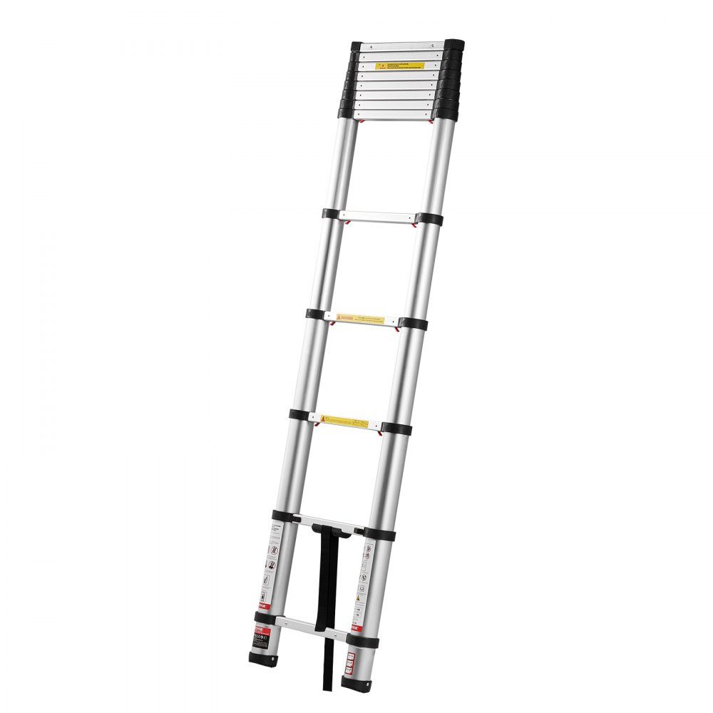 Teleskopleiter 3740 mm, Alu-Klappleiter mit Einhand-Einzug, Mehrzweckleiter, belastbar bis 150 kg, Trittleiter, Haushaltsleiter, Außenleiter, für Haus, Garten & Dachboden