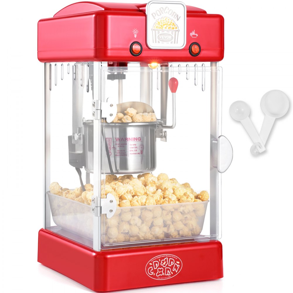 Maszyna do popcornu, Maszyna do popcornu 300 W, Czajnik 2,5 uncji na 4 QT na załadunek, Blatowa maszyna do popcornu z drzwiczkami z PP, Zawiera 2 miarki i tacę, Styl kinowy, Czerwony Maszyna do popcornu, Maszyna do popcornu 300 W, Czajnik 2,5 uncji na 4 QT na załadunek, Blatowa maszyna do popcornu z drzwiczkami z PP, Zawiera 2 miarki i tacę, Styl kinowy, Czerwony