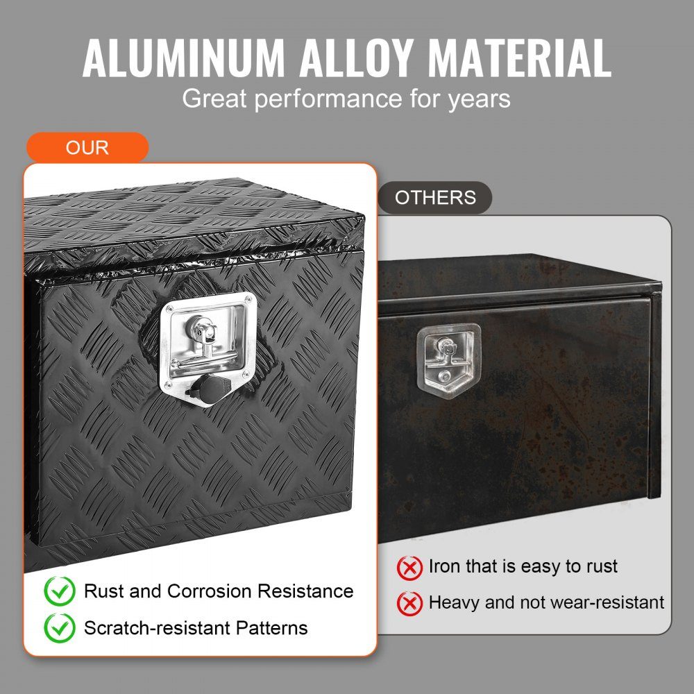 Skrzynka narzędziowa do ciężarówki, skrzynia do przyczepy pod podwoziem, skrzynka narzędziowa 46x32x36 cm skrzynia do przechowywania na pickup, stop aluminium, wytrzymała skrzynka narzędziowa 20 kg, zamykany schowek