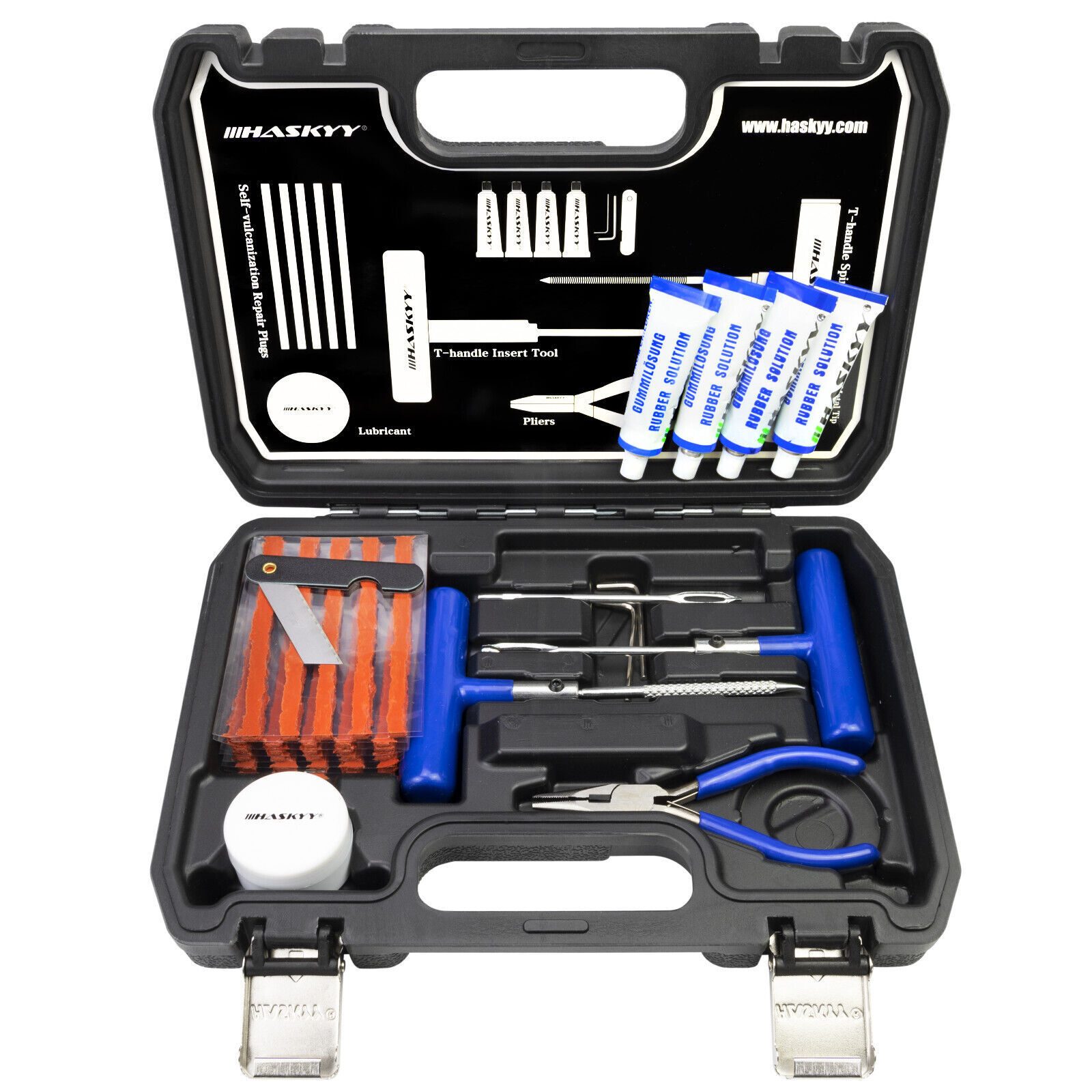 AUTOREIFEN REIFEN-REPARATUR-SET AUTO-PANNEN-SET 47-teilig VULKANIZER-FESTPLATTEN-SET + ZANGE