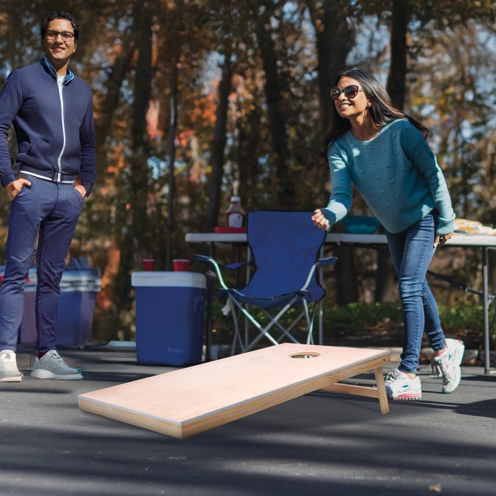 Cornhole Game Set (1255x600x302mm), Cornhole Game Boards, Portable Solid Wood Throwing Board, Cornhole Game for Adults with Carry Bag for Garden, Backyard, Beach, Camping