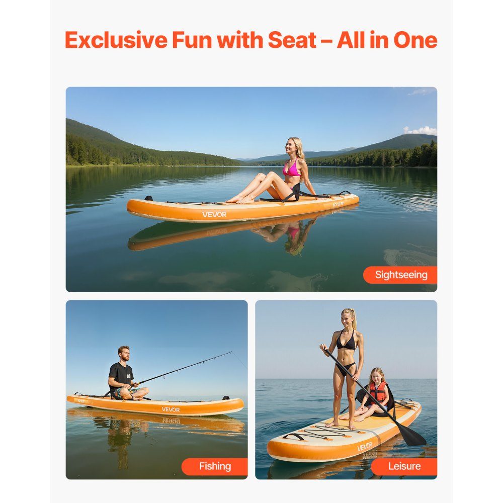 Aufblasbares Stand Up Paddle Board (304,8 x 83,8 x 15,2 cm) Paddleboard mit Sitz, Komplettset inklusive Pumpe, Paddelflosse, Rucksack, Knöchelleinengurt, für Jugendliche und Erwachsene
