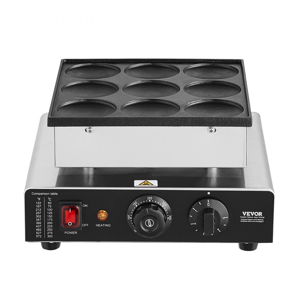 Mini Pancake Machine, Commercial Dutch Mini Pancake Machine, 9 Pieces, 76mm Diameter, Dorayaki Baking Machine, 850W, Temperature and Time Control, in Kitchens, Cafes and Restaurants