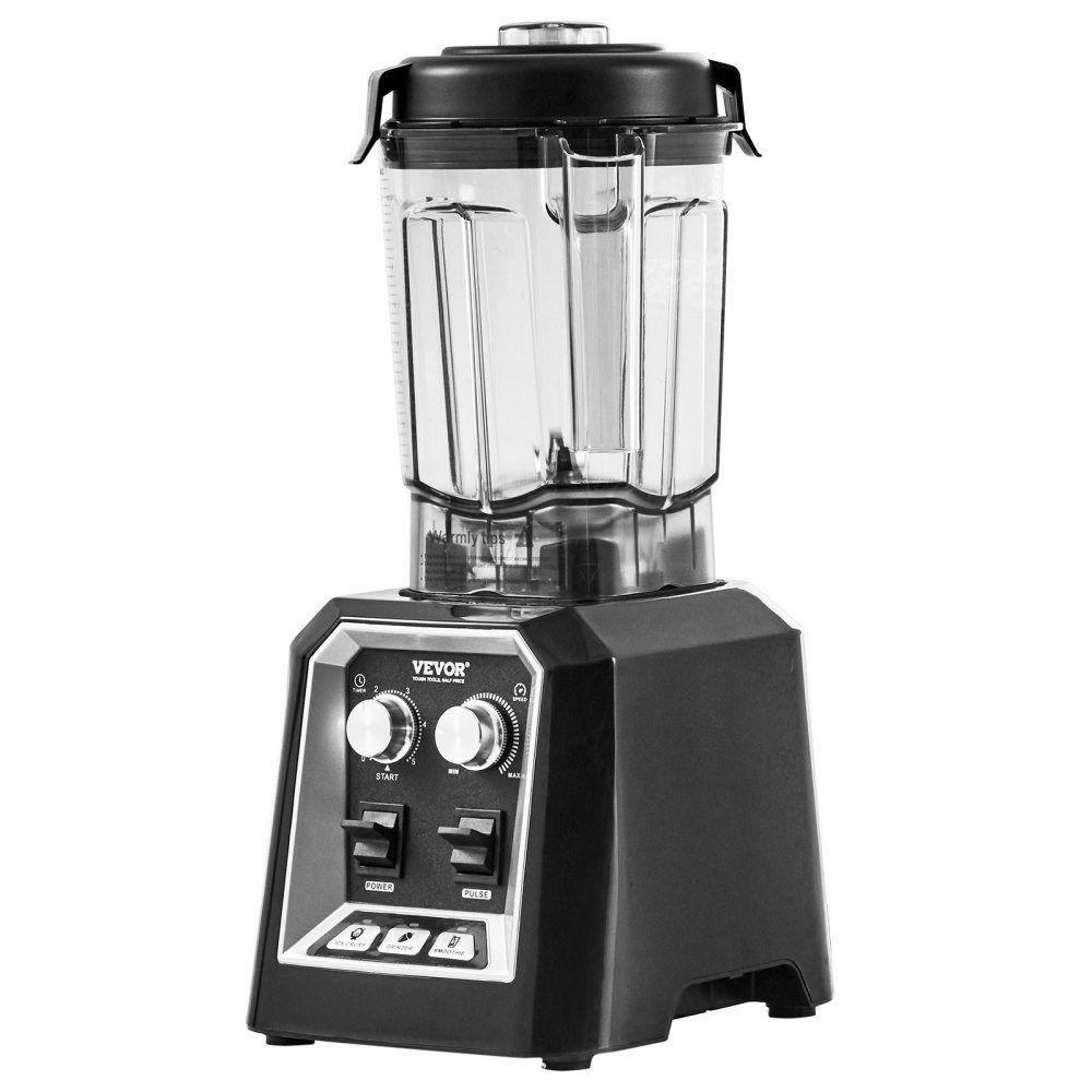 Mixer commercial stand mixer 2200W with plastic container, high-performance mixer power professional mixer kitchen mixer with 3 functions, for frozen drinks, shakes, smoothies and crushed ice, black