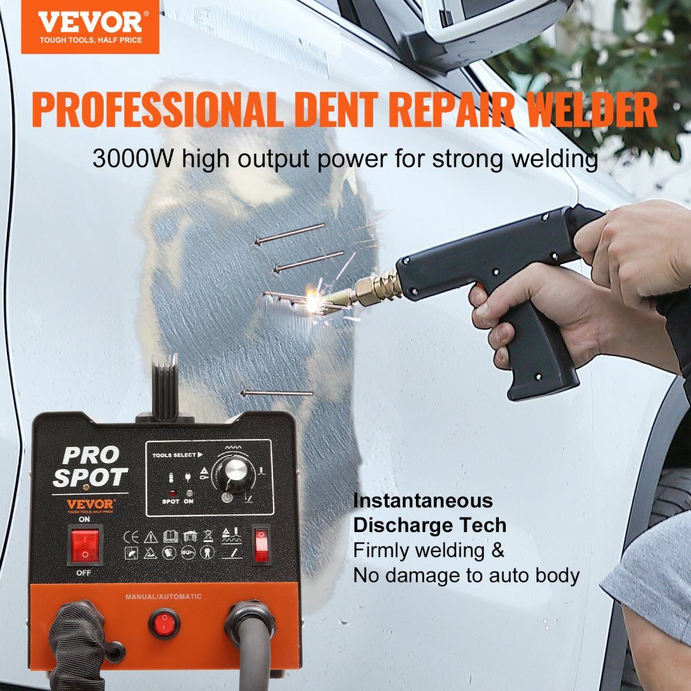 Spot Welder Dent Remover 3KW Stud Welder Dent Remover 6 in 1 Welder with Overheat Protection System Body Spotter 1.2mm Welding Thickness for Carbon Steel Stainless Steel Iron