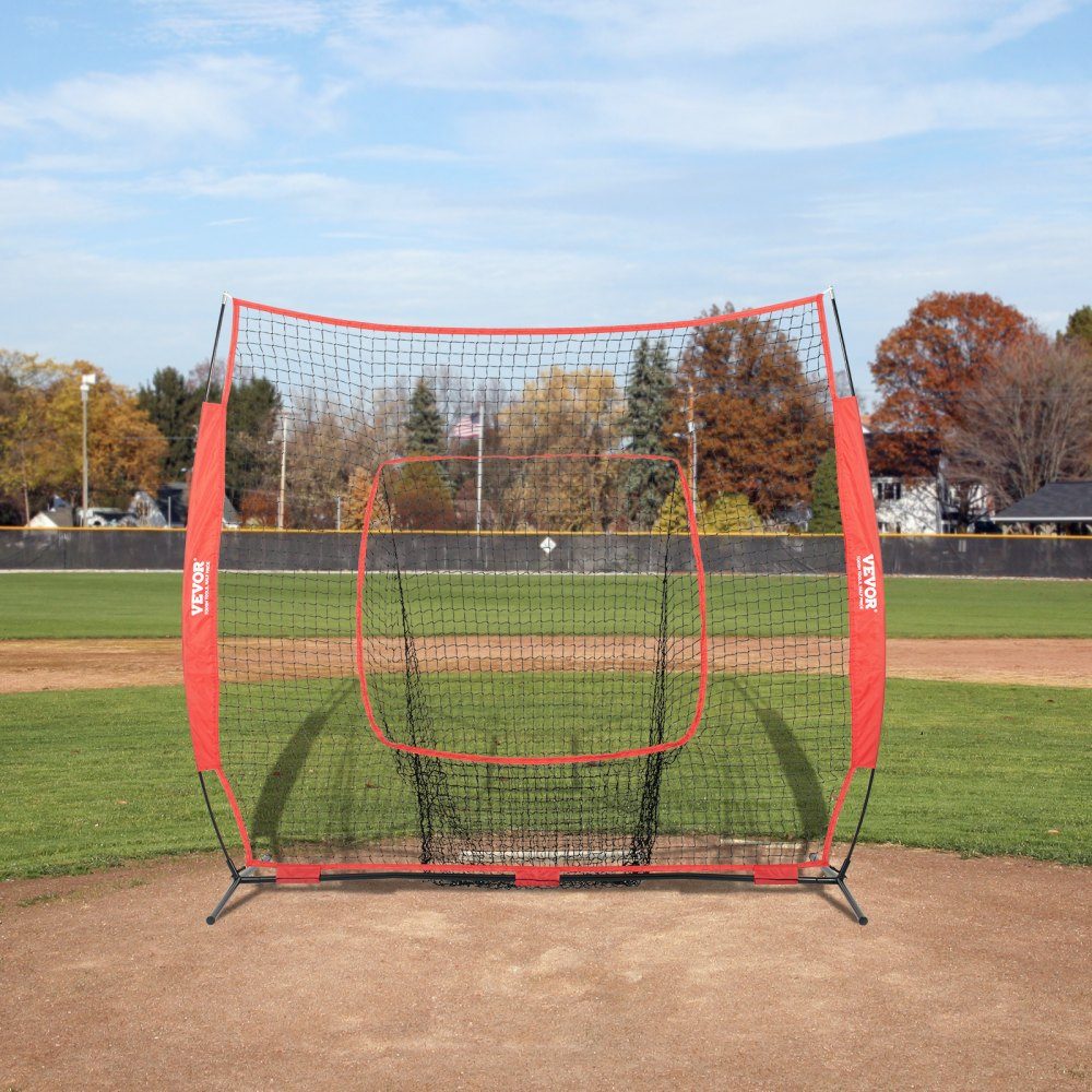 84" x 42" x 83" Baseball-Softball-Übungsnetz, Baseball-Pitching-Netz, Schlagen, Fangen, Pitching, Backstop-Trainingshilfen für Baseballausrüstung mit Bogenrahmen, Tragetasche und Schlagzone