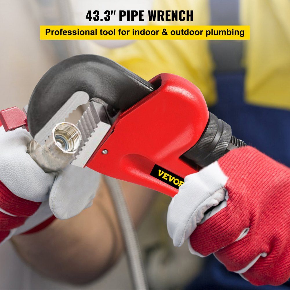 Pipe Wrench Crimping Tool Pressing Wrench 110cm Steel Pipe Wrench Adjustable Plumbing Tool for Sink Faucet Toilet Bathroom Kitchen Drain Repair Installation