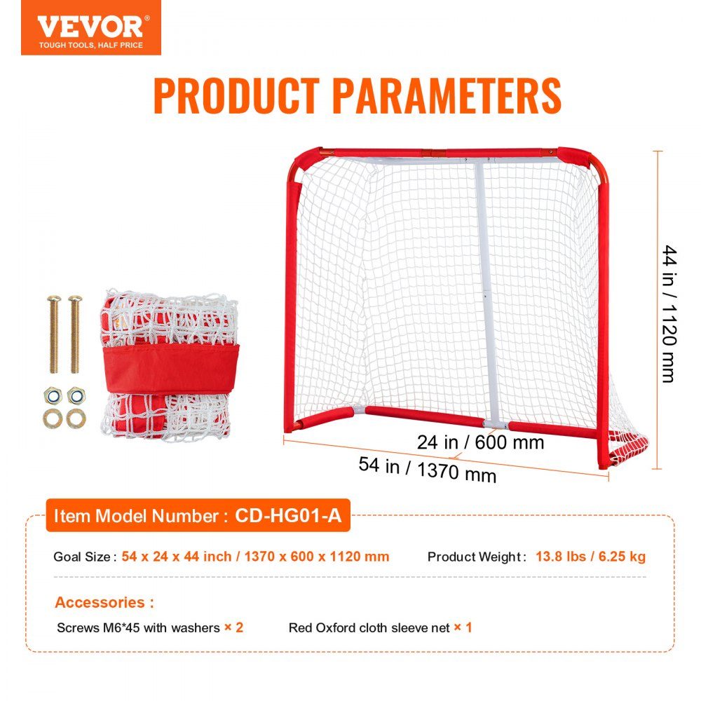 Hockey Goal Street Hockey Net Street Hockey Goal Hockey Net 137x60x112cm Hockey Training Goal Set Hockey Street Set Portable Indoor Outdoor Hockey Goal with Net White Red Training