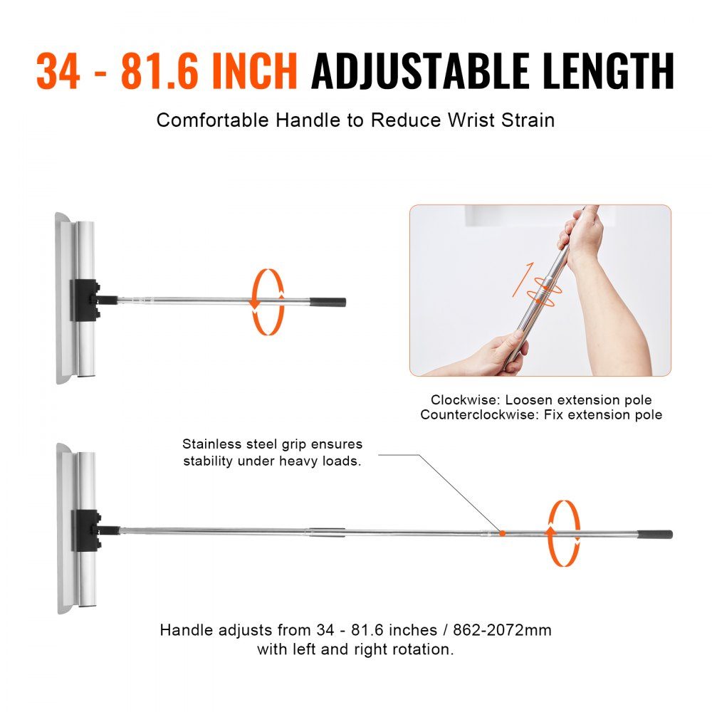 Ensemble de lames de spatule pour cloisons sèches, lames de spatule 178/254/356/406/610 mm + barre de poignée d'extension 862-2072 mm, couteau en acier inoxydable, outils de spatule pour plaques de plâtre/plaques murales/plaques de plâtre