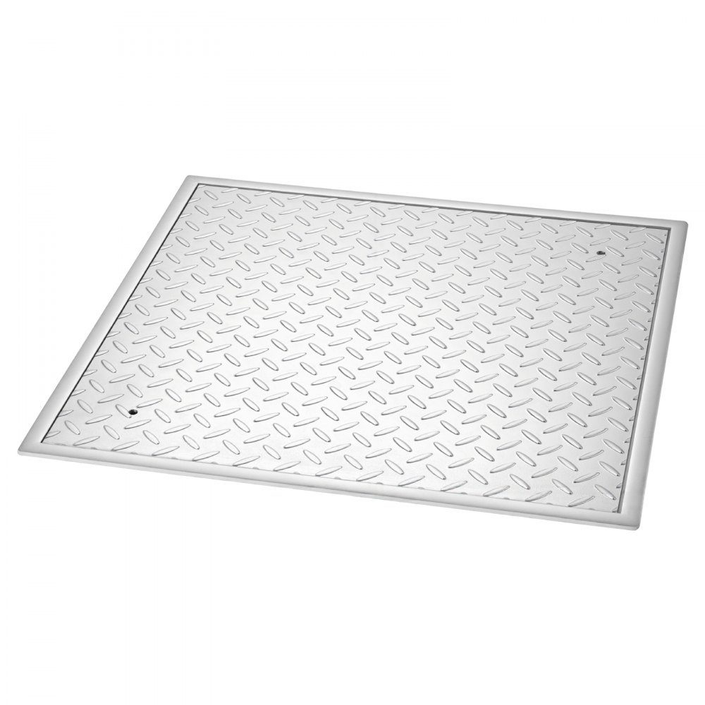 Schachtabdeckung mit Rahmen 60 x 60 cm, quadratische Schachtabdeckung, Klärgrubenabdeckung, robuste, rutschfeste Schachtabdeckung aus Kohlenstoffstahl für Abflüsse, für Gehwege, Gärten, Höfe