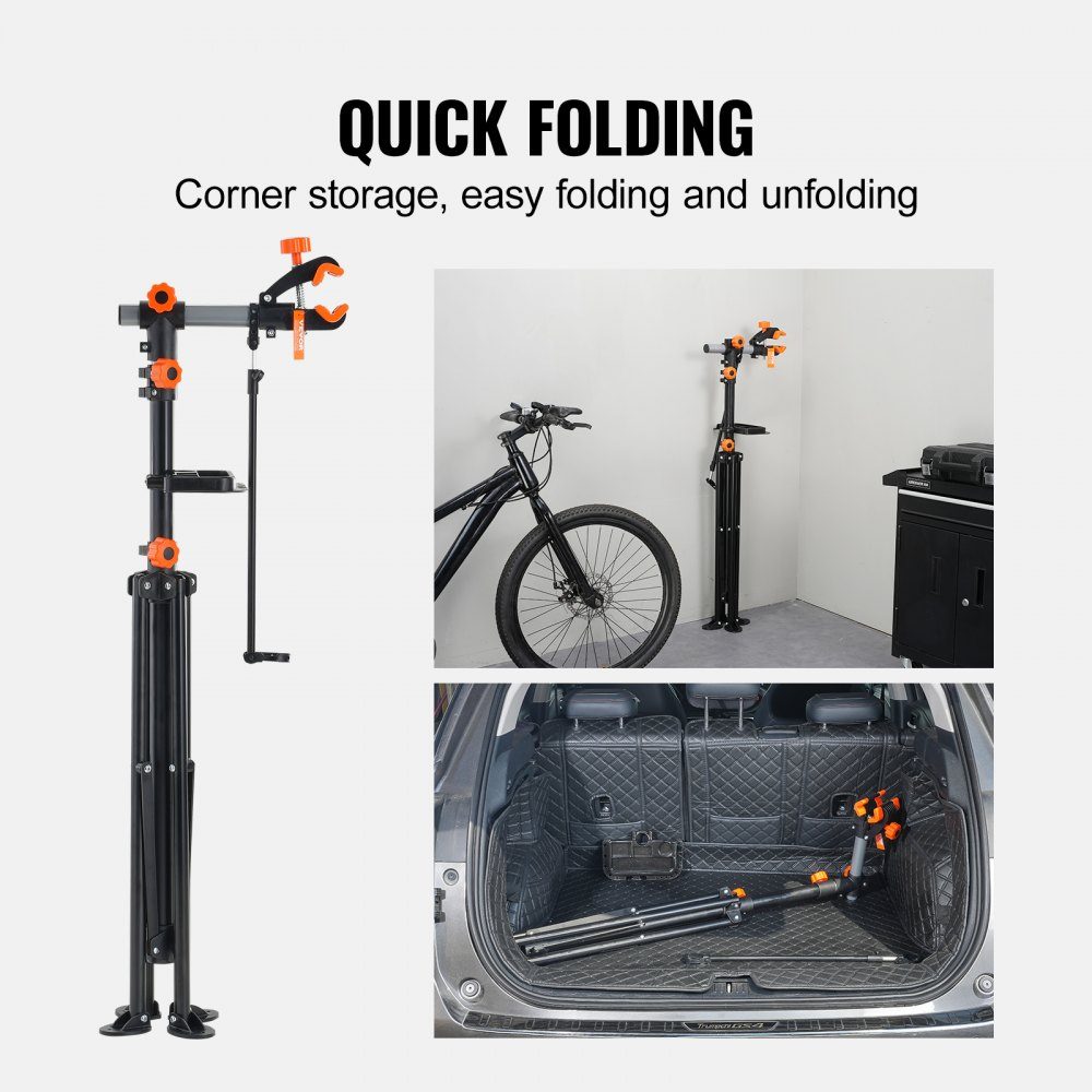 Support de réparation de vélo Support de réparation de vélo, support de réparation de vélo, support de réparation robuste 36,3 kg, support de vélo réglable en hauteur de 1079,5 à 1900 mm avec quatre pieds, noir