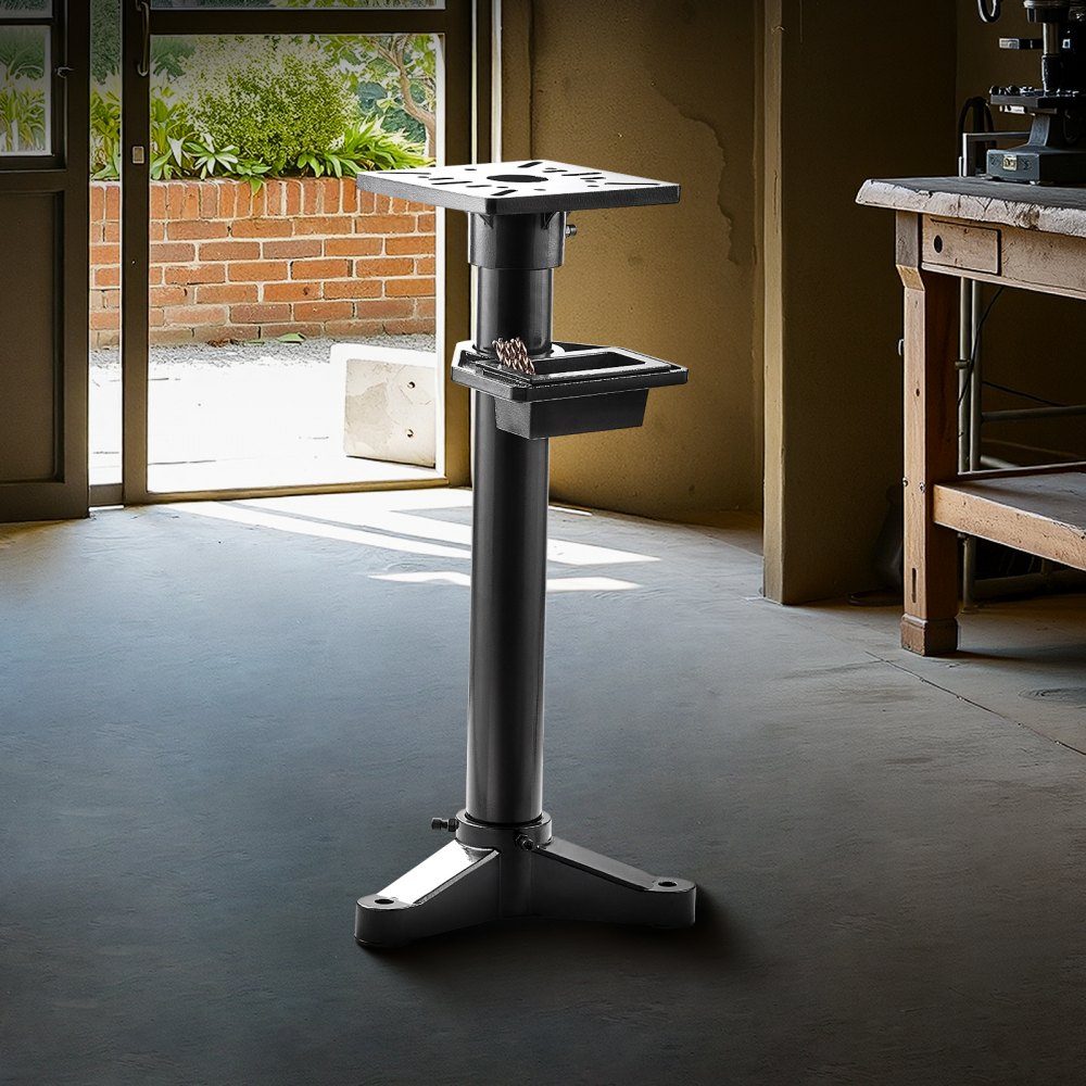 Bench grinder stand, vise floor base with 27 x 27 cm mounting plate, pre-cut mounting slots and water container, compatible with most bench grinders