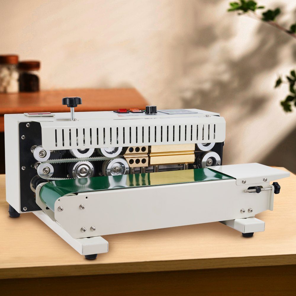 Continuous Bag Tape Welding Machine, 0.24-0.47"/6-12mm Welding Width, Horizontal Belt Welding Machine with Digital Temperature Control, Bag Welder for 0.02-0.8mm Plastic Bags with Counting Function