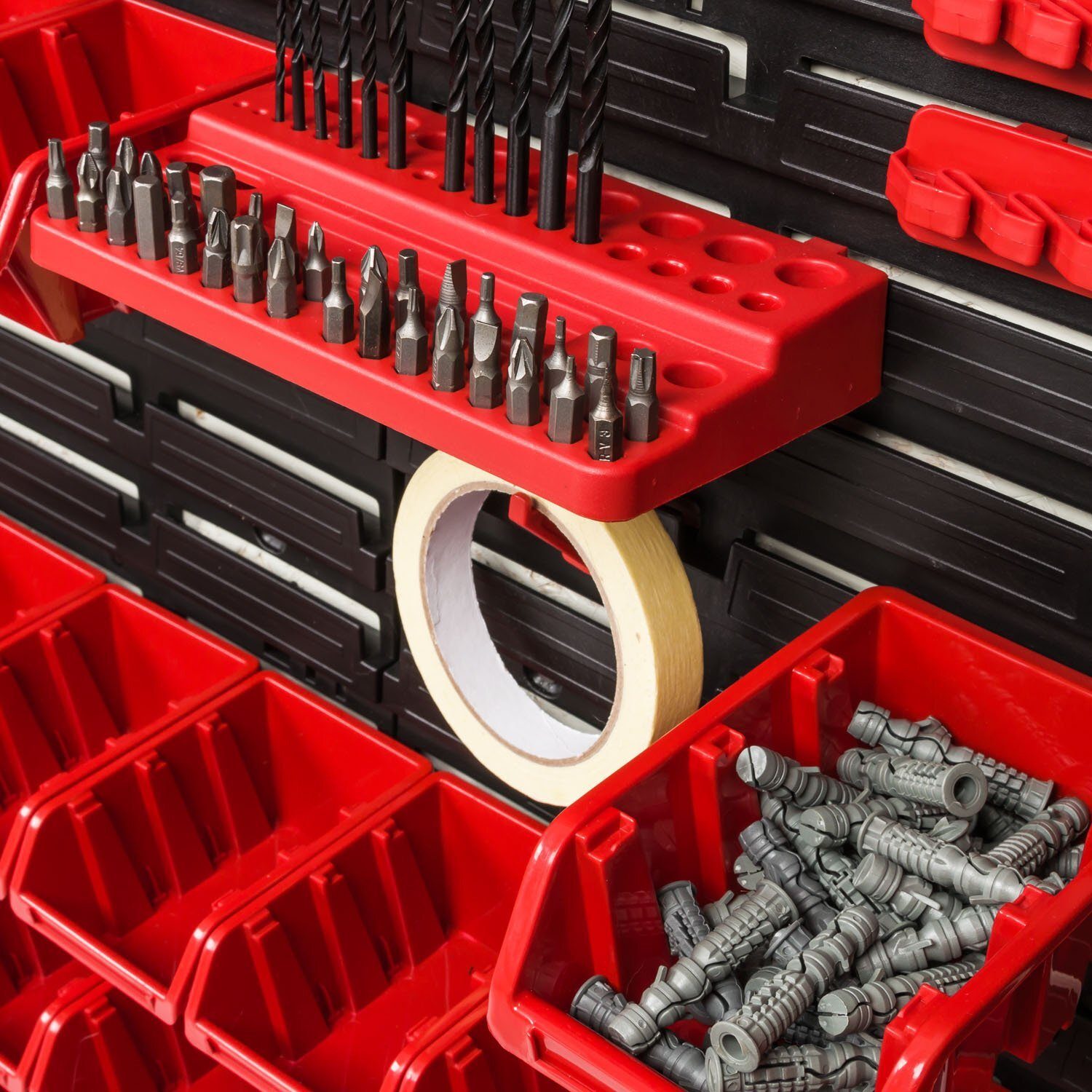 *BEST-SELLER* Ensemble mural à outils Porte-outils avec système de rangement mural perforé Étagère murale perforée à outils Ensemble d'étagères d'atelier 1728 mm x 780 mm