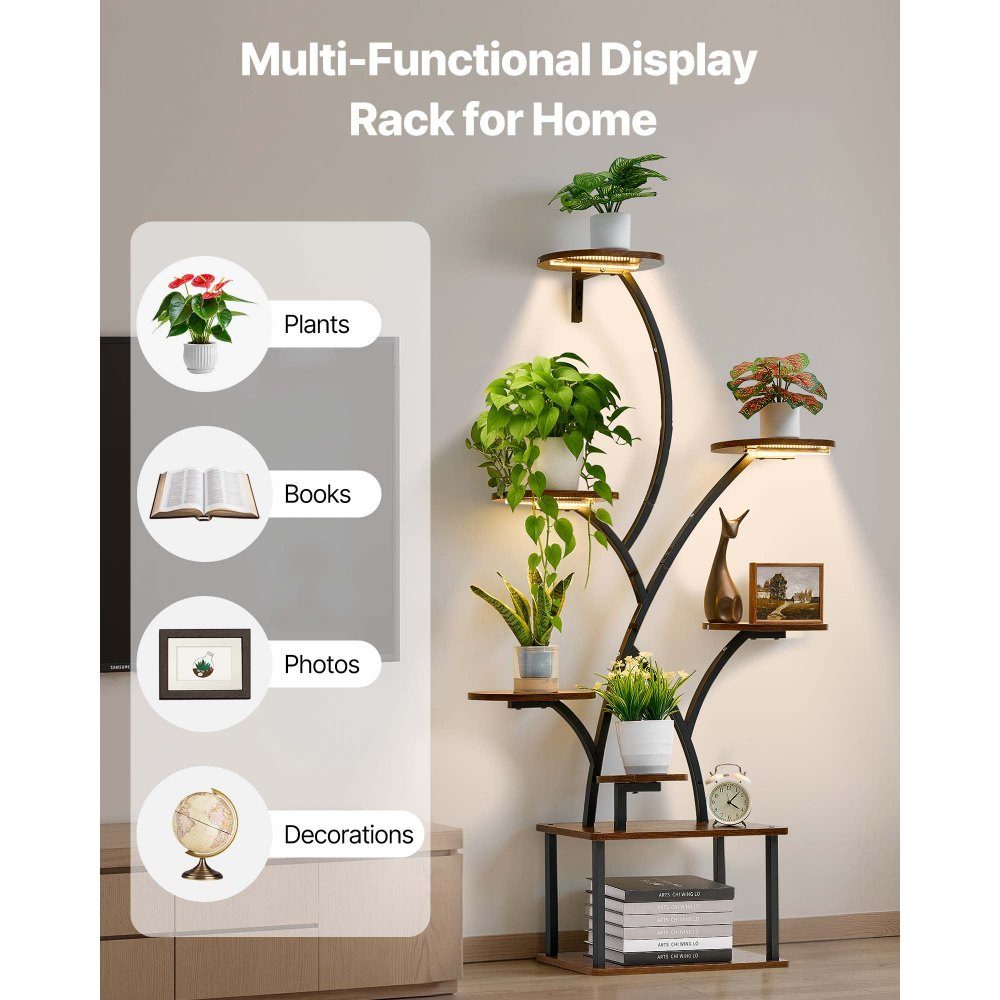 Plant Stand with Grow Lights, 8 Tier Plant Shelf Flower Stand, 3 Timers and 10 Brightness Levels, Flower Shelf Decoration for Living Room and Balcony, 920x310x1575mm