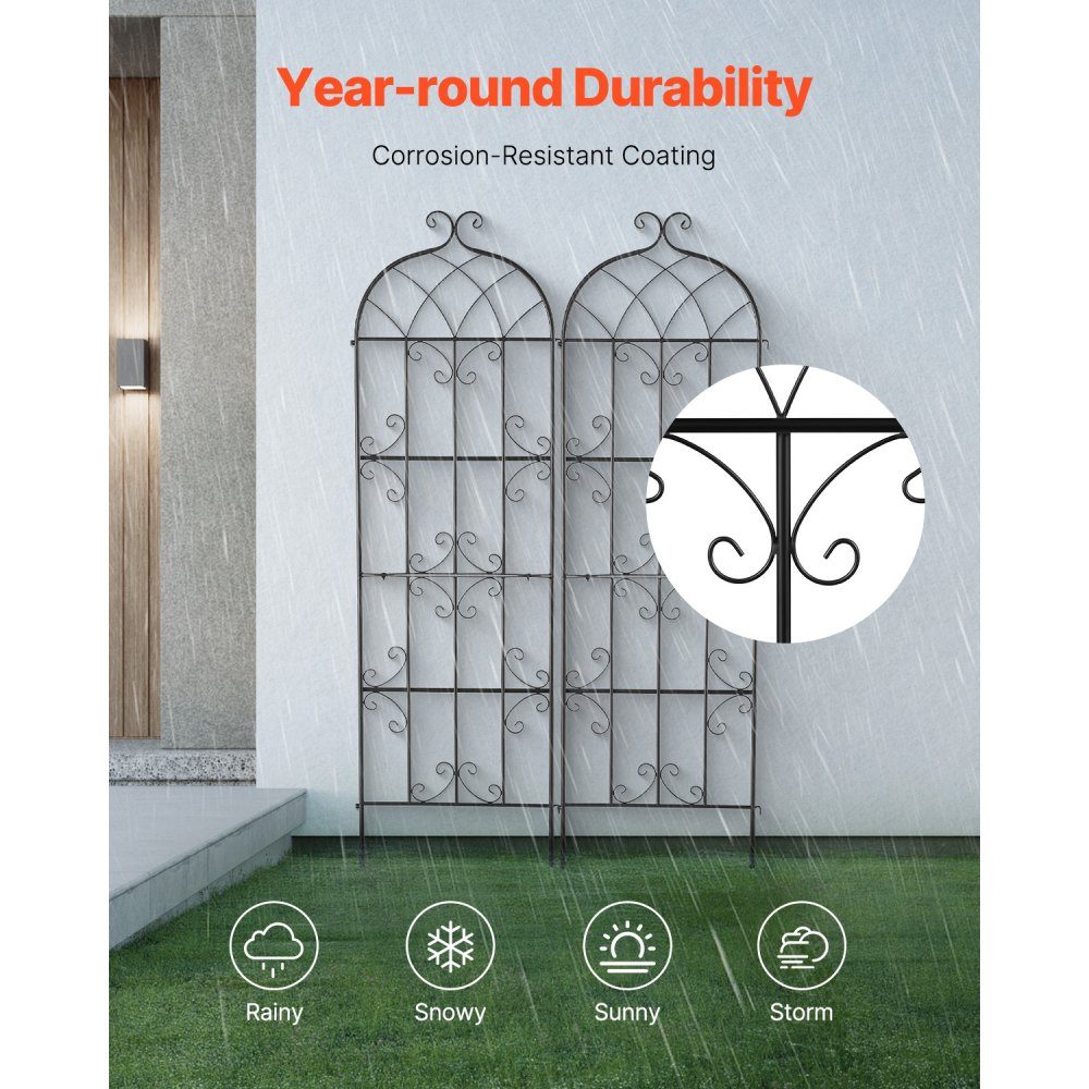 Trellis for Climbing Plants, 51x180 cm, Trellis, Set of 2, Rustproof Metal Trellis for Garden Flowers, Trellis for Roses, Cucumber Support, Decorative Clematis Trellis for Courtyards and Lawns