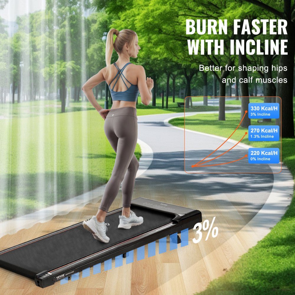 Walking Pad Laufband unter dem Schreibtisch, Laufband für die Arbeit, Arbeitslaufband mit 120 kg Tragkraft, tragbares Pad mit 2,5 PS, Fernbedienung, LED-Anzeige 1-6 km/h einstellbar