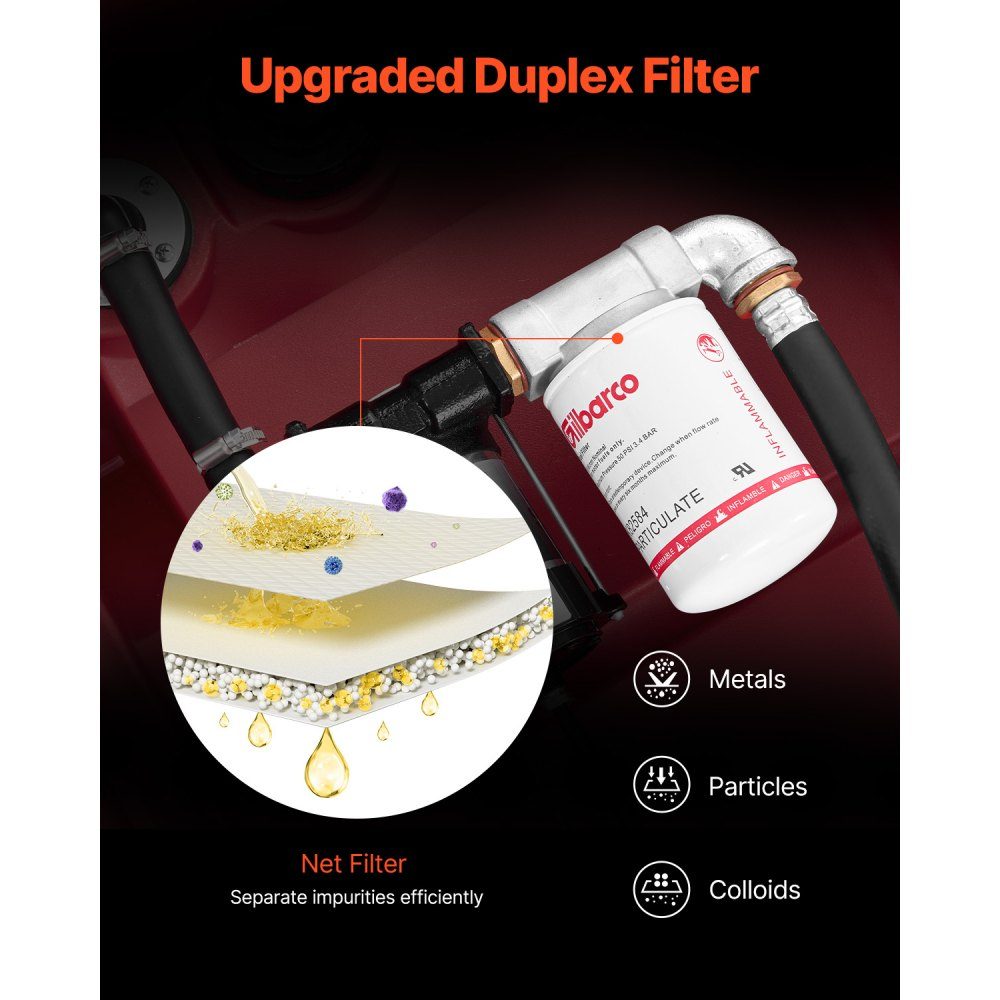 Portable diesel and petrol tank, 220L, 45L/min flow rate, diesel fuel tank with 12V transfer pump, 4m hose, automatic refueling nozzle, fuel transport transfer tank, red
