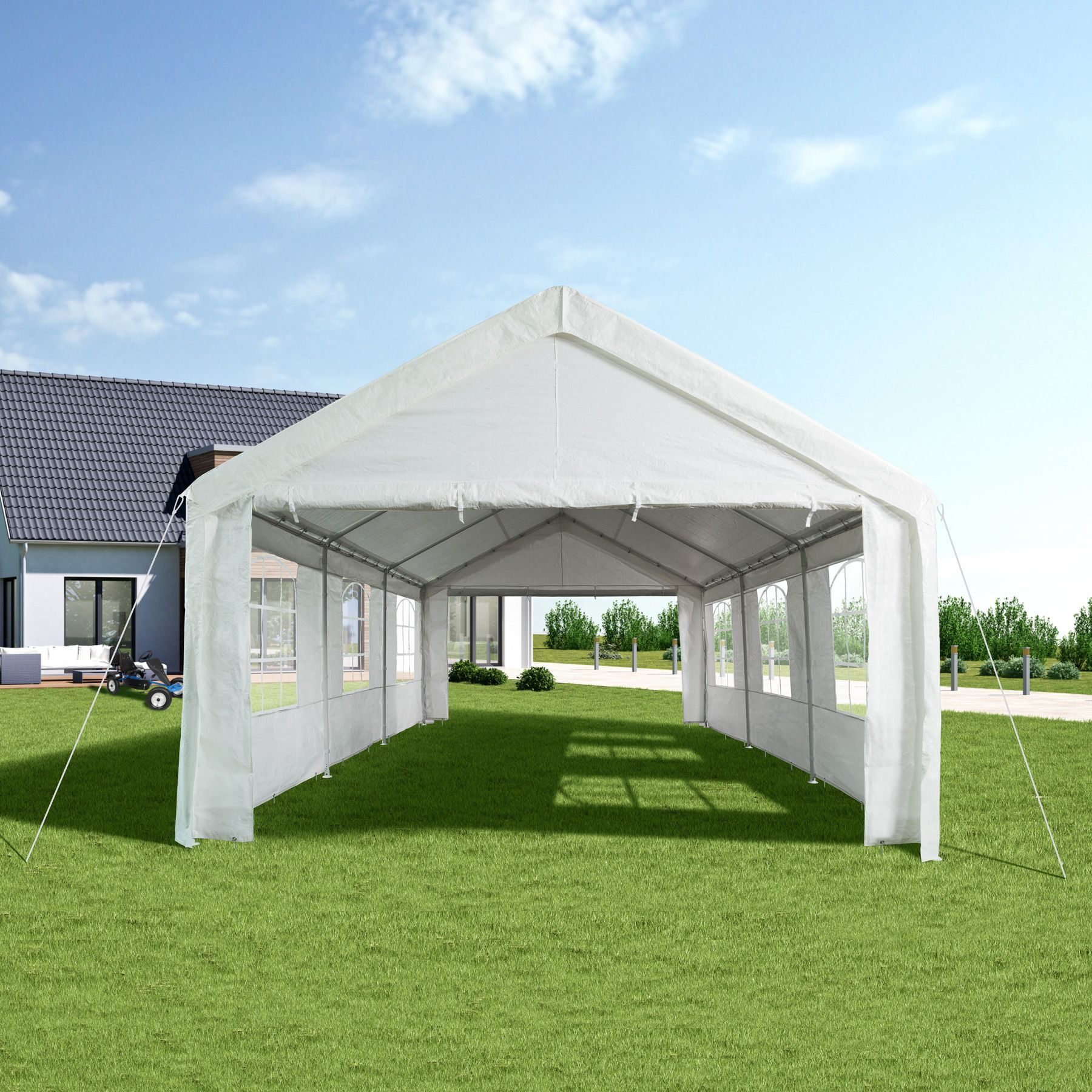 Pavillon 6x4m wasserdichtes Partyzelt Gartenparty Camping Festivalzelt + Seitenteile