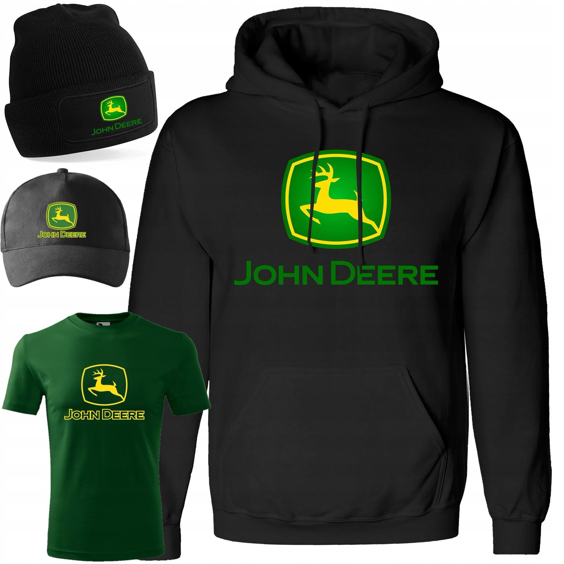 JOHN DEERE PREMIUM XXXL starter set hoodie sweatshirt pullover men's & hat cap with T-shirt