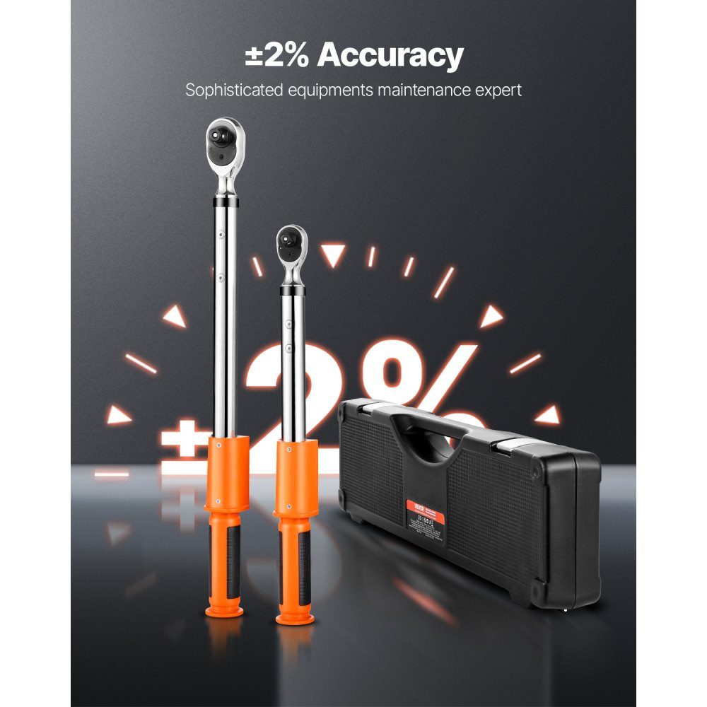 1/2 3/8" Drive Digital Torque Wrench Set, 72 Teeth ±2% Precise Electronic Torque Wrench with Preset Value, Buzzer and LED Notification, Car Repair