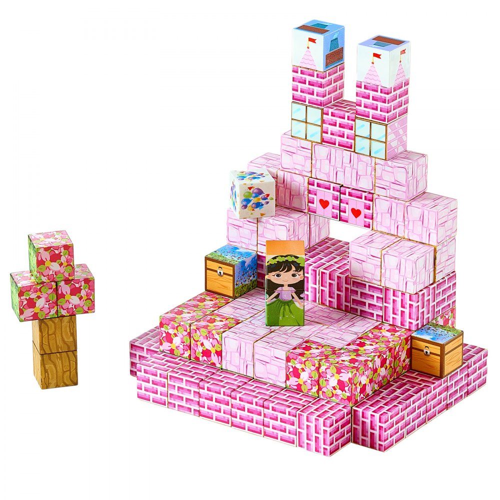 Blocs de construction magnétiques, ensemble de château de princesse de 100 pièces, blocs magnétiques, jouets STEM Montessori pour cadeau de Noël et d'anniversaire, jouet de construction à empiler, à partir de 3 ans