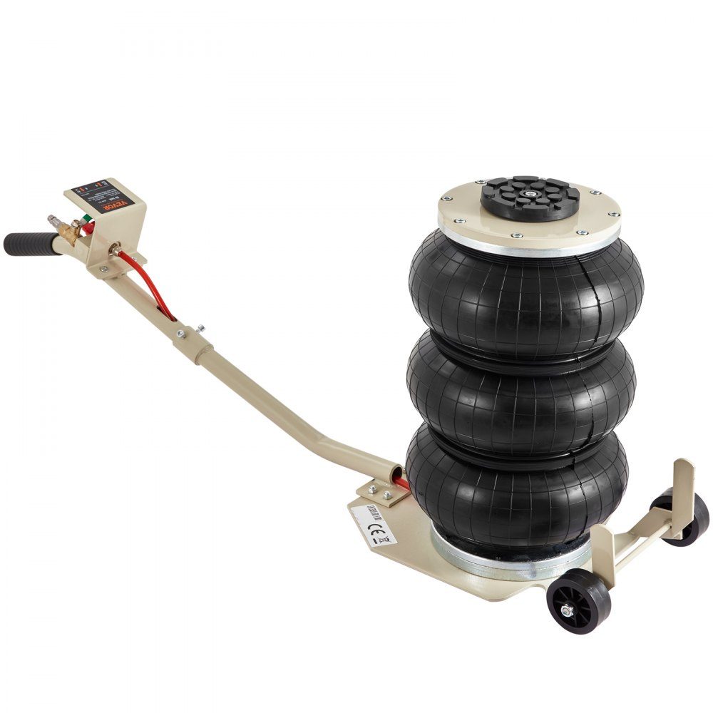 Pneumatischer Wagenheber, Luftheber, 3T, Weiß, Dreifachbeutel-Luftheber, 140–450 mm Hubhöhe, Airbag-Luftheber mit langem Griff, 5-Minuten-Hebeluftheber für SUV, LKW, Auto usw