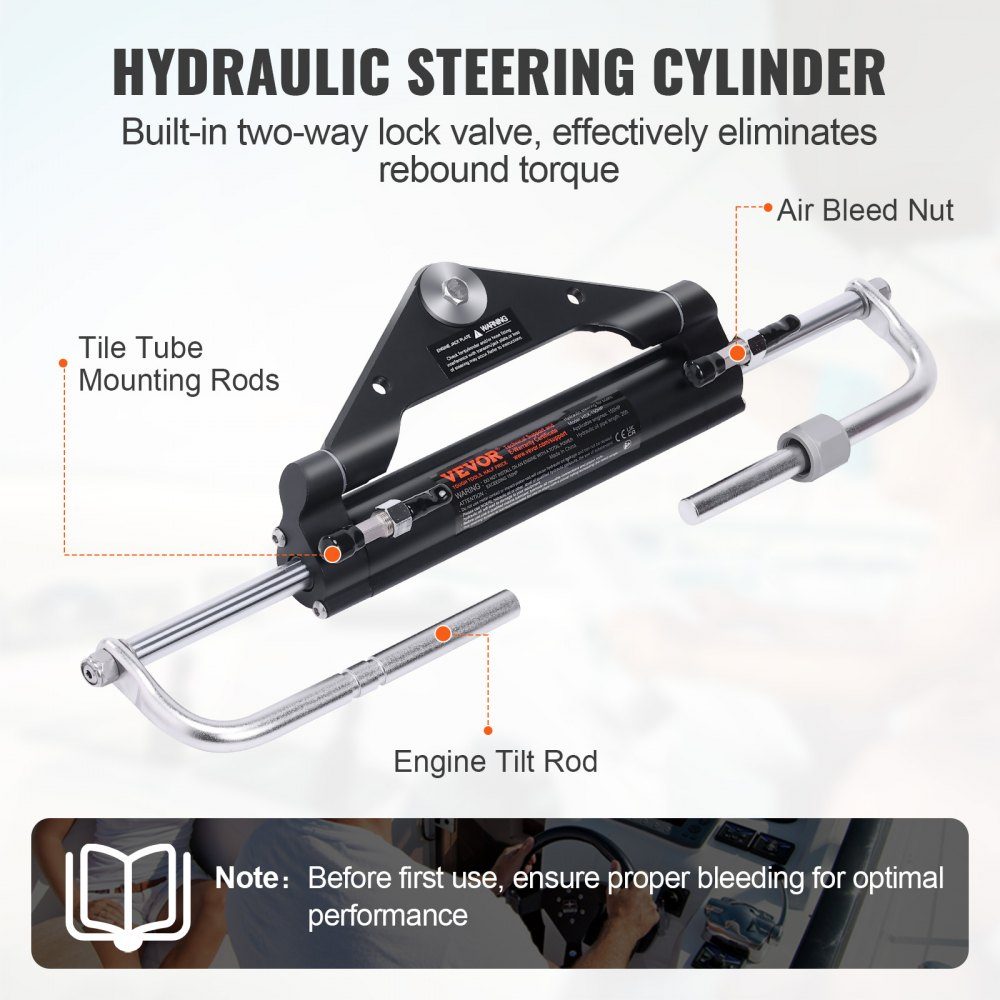 Zestaw hydraulicznego układu kierowniczego do silnika zaburtowego Hydrauliczny układ sterowania łodzią morską o mocy 150 KM z pompą sterującą, dwukierunkowym cylindrem blokującym i hydraulicznym wężem sterującym o długości 8 m do łodzi jednostanowiskowych